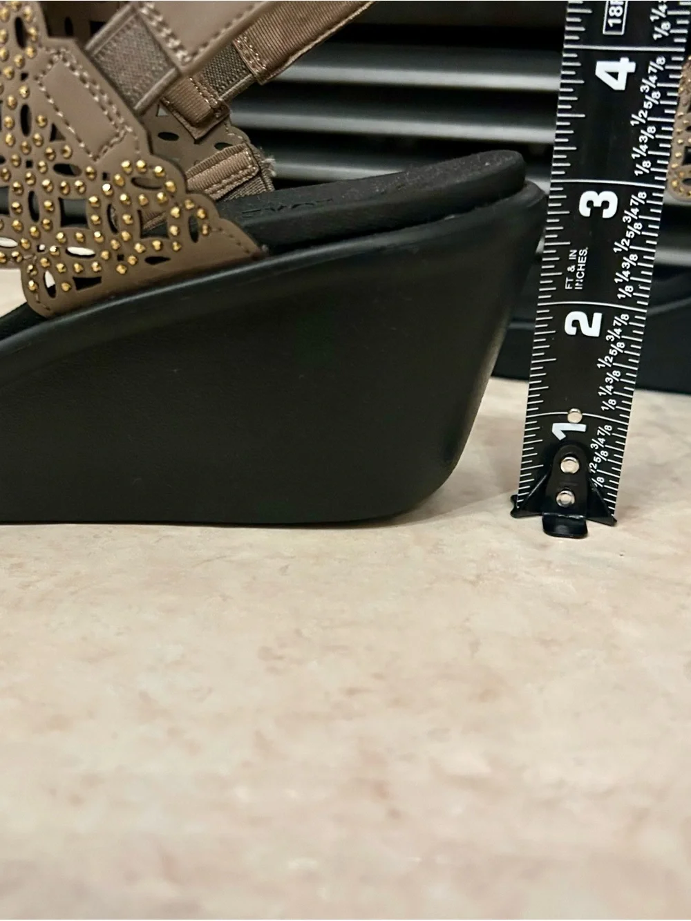 New Taupe Skechers Rumble On Sassy Dayz Wedge slip on sandals